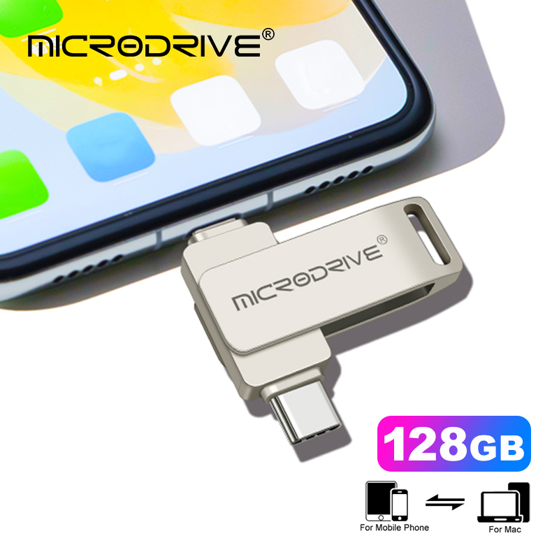 Tipo-C USB Flash Drive Stick 2 em 1 Memory Stick Armazenamento externo Pendrive Dispositivos de memória para iPhone/Android phone