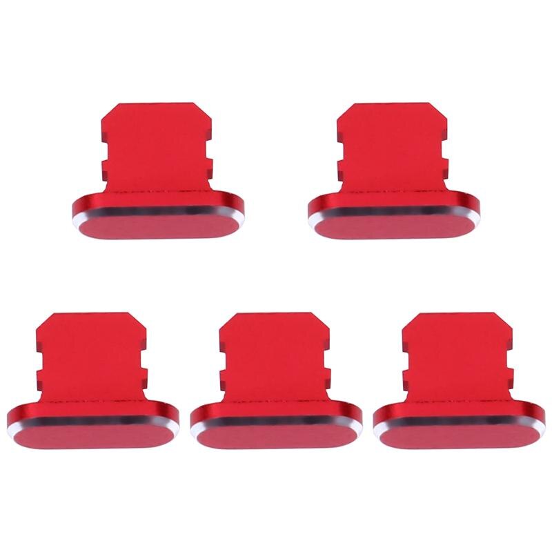 5Pcs Metal Anti Dust Dock Charger Plug Stopper Cap Cover Voor Iphone X Xr Xs Max 8 7 6S Plus Mobiele Telefoon Accessoires: Red