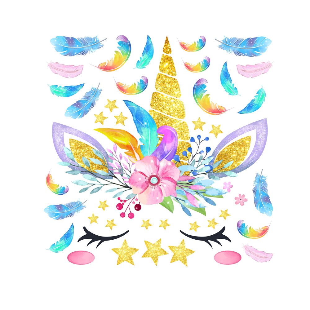 Unicorn Wall Stickers Pink Wall Stickers Girl Decoration Wall Stickers Living Room Children Bedroom Stickers: normal M