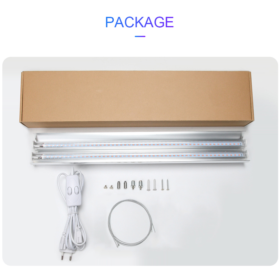 Luz LED de cultivo 100W espectro completo 400nm-830nm lámpara Phyto 50cm iluminación LED creciente doble tubo para plantas hidropónicas Led de interior