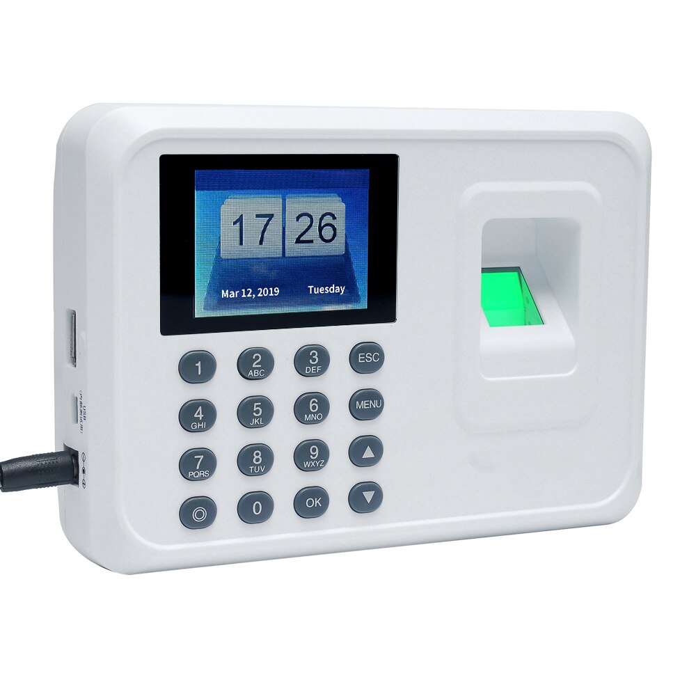 A5 2.4in Biometric Fingerprint Punch Time Clock Office Attendance Recorder Employee Recording Device Electronic Machine