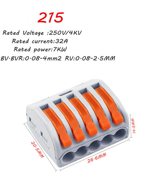 1/10/30pcs mini fast wire Connectors Universal Compact Wiring Connector push-in Terminal Block: 215 / 10PCS