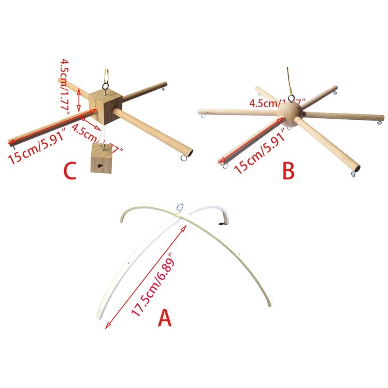 Colgador móvil de madera para cuna de bebé, marco de suspensión móvil, soporte móvil para bebé, campana de cuna de madera Natural