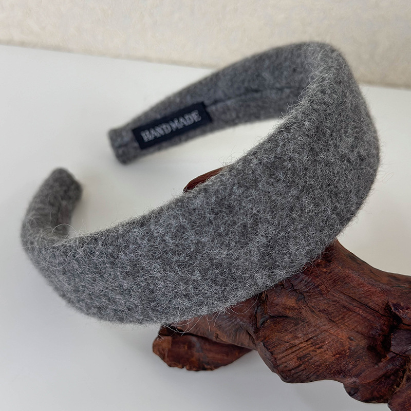 Diadema ancha de tela de felpa de lana Retro, bandas para el cabello de Color sólido para mujer, aro para el cabello con temperamento, accesorios para el cabello de femenina: YELLOW