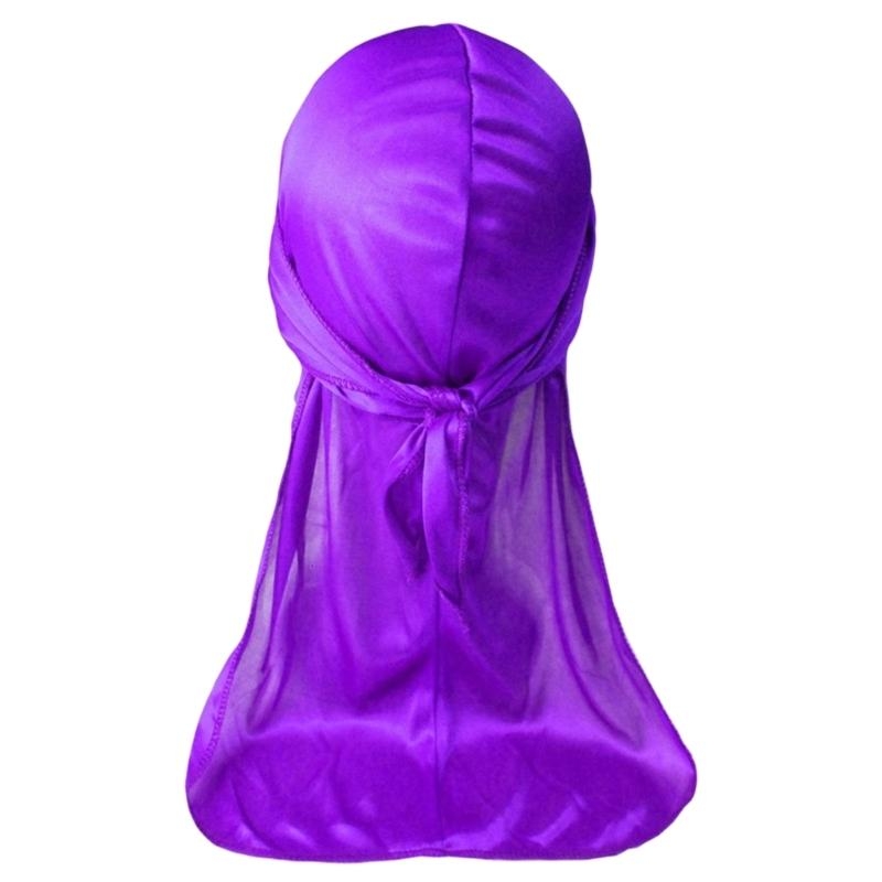 L93F Men's Soft Silky Durag Head Wrap Long Tail Dreadlocks Hat for Various Hair Type