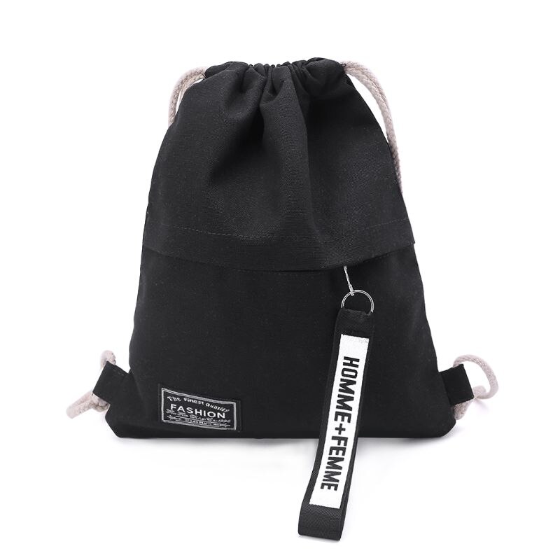 Cinch Sack Canvas Opslag School Gym Tasje Pack Rugzak Rugzak Pouch: BK