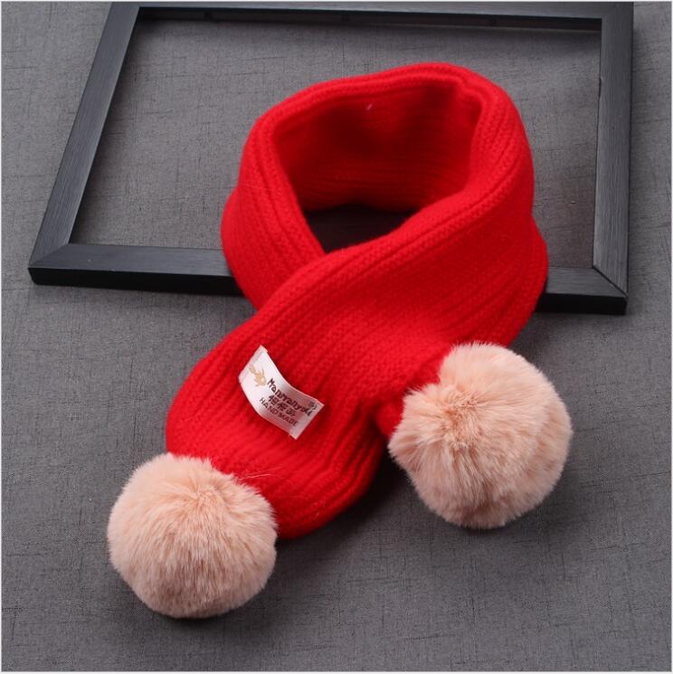 Koreaanse versie van baby warming wol sjaal herfst en winter soort sjaal voor jongens en meisjes met koude preventie en hals beschermin: Red