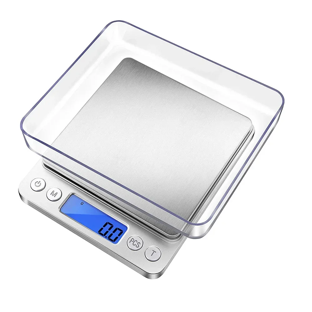 Cyfrowa waga kuchenna 3000g/0.1g USB Akumulatorowa mini waga kieszonkowa do użytku domowego z 2 tacami Wagi do żywności Narzędzia