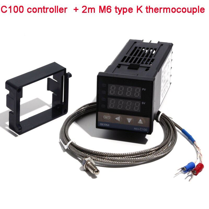 LJXH REX-C100 Digital PID Temperature Thermostat Controller with M6 Thread Type K Thermocouple SSR/Relay Output Controller Kit: Relay Output / controller set 2m