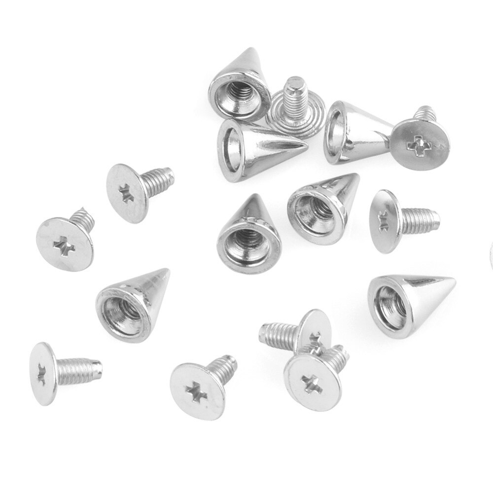 Tachuelas de cono de plata y pinchos para ropa, 10mm, manualidades, remaches Punk geniales para ropa, cuero/bolsa/zapatos, 10 Uds.
