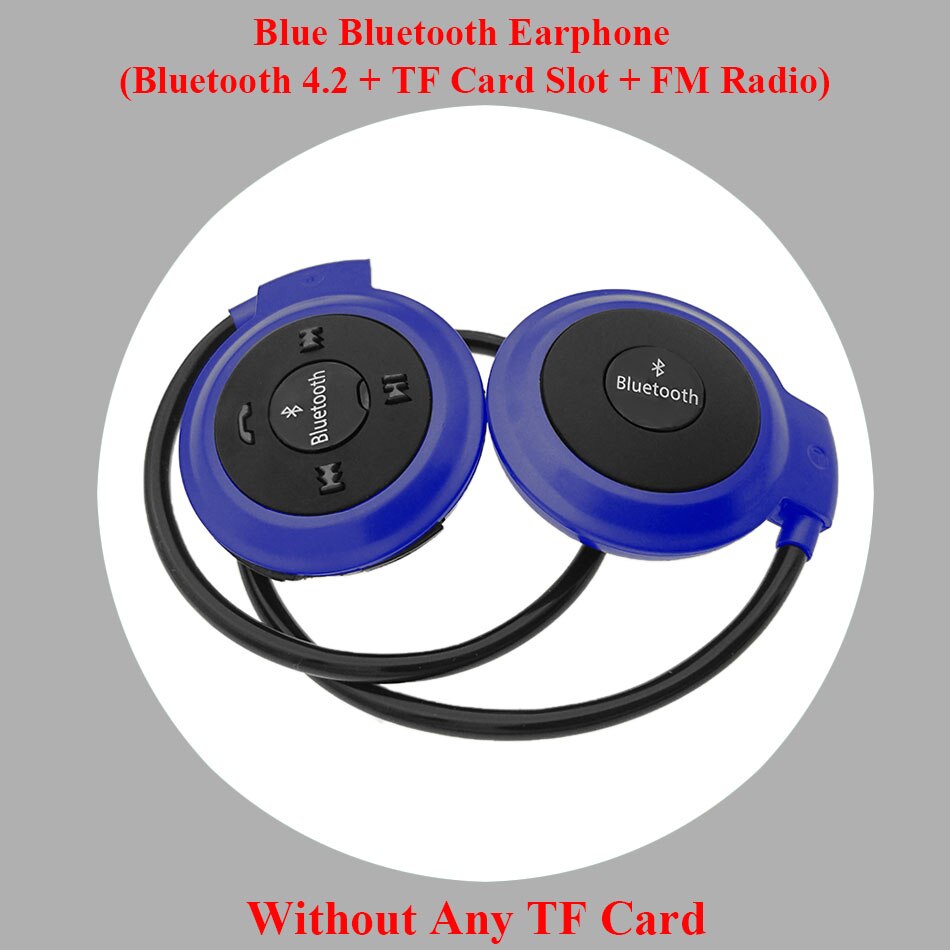 HOMEBARL 3D Mini 503 Mini503 Bluetooth 4.2 FM Headset Sport Wireless Headphones Music Stereo Earphones + 8GB 16GB Micro SD Card: Blue No TF Card