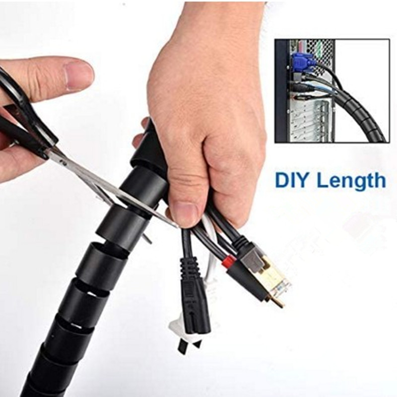 5 Meters 16FT Cable Management Protector Wire Wrap Cord Tidy Organizer Tube Hider Flexible Expandable Home Office Wire Concealer