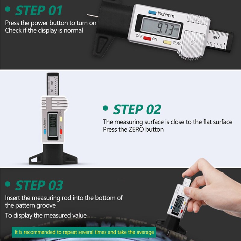 Digital Car Tyre Tire Tread Depth Gauge Meter Auto Tire Wear Detection Measuring Tool Caliper Thickness Gauges Monitoring System