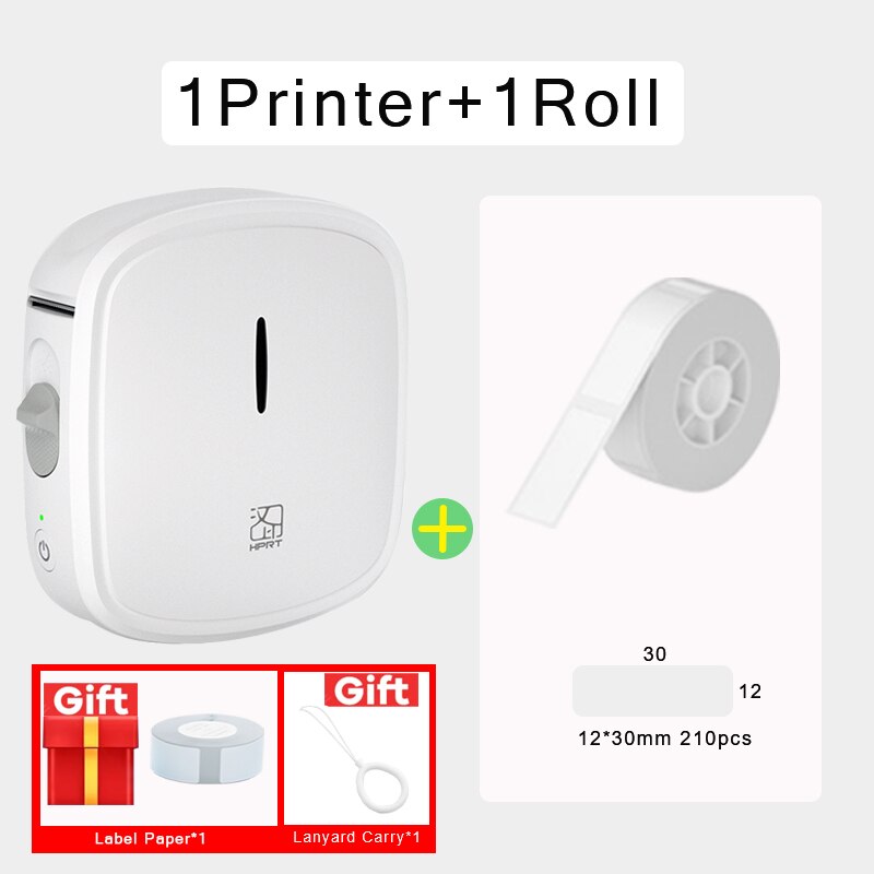 HPRT Q2 Thermal Label Printer Portable Pocket Label Maker Mobile Phone Home Office Use Mini Printing Machine No Ink For Home: White Printer 1Roll