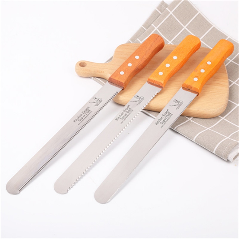 Stainless steel bread knife Saw cake slicing tool baking toast knife coarse tooth fine tooth cake saw knife Snack Dessert Slicer