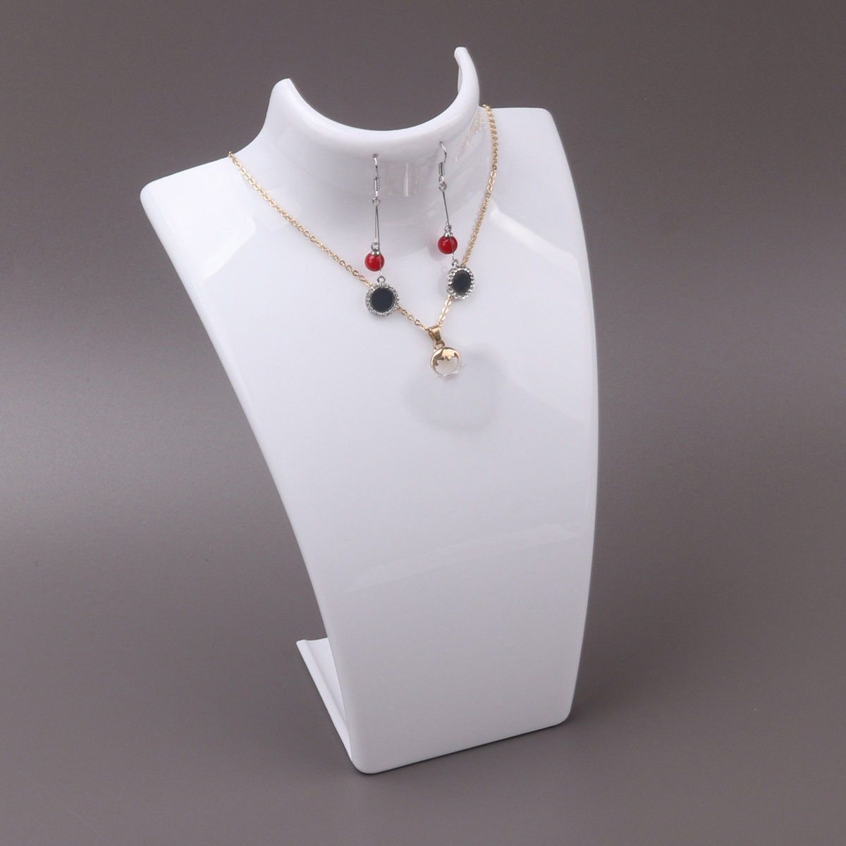 Maniquí de plástico para exhibición de collares, soporte para busto, joyería, estante para busto de maniquí para collares, pendientes colgantes, estante de exhibición: Verde