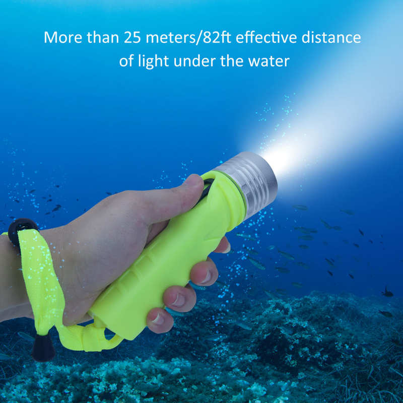 Professionele Onderwater Zaklamp Super Heldere Zaklamp Duiken Waterdichte Led Duiken Licht Aangedreven Met Hand Touw