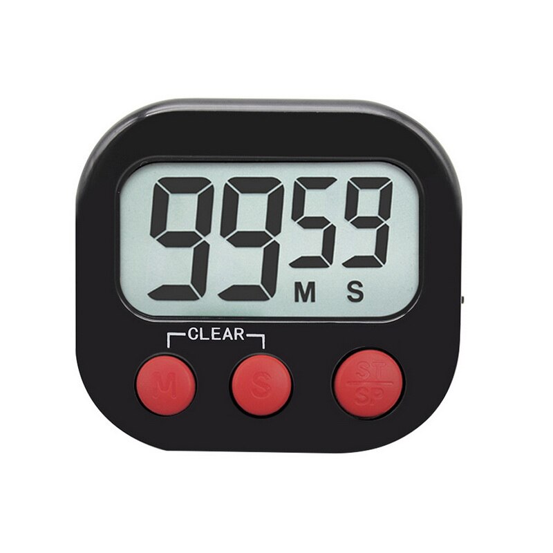 Super Thin LCD Digital Screen Kitchen Timer Square Cooking Count Up Countdown Alarm Sleep Stopwatch Temporizador Clock: Black Red