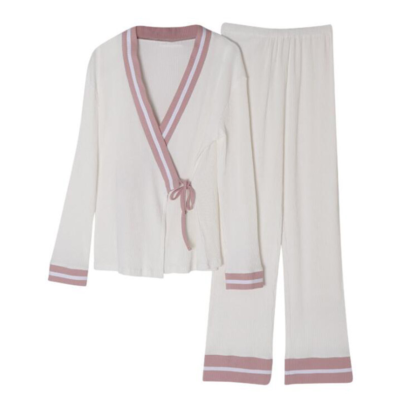 Forår barsel pyjamas graviditet nattøj bomuld top + bukser pyjamas sæt gravide kvinder ammer nattøj  x056: Xl