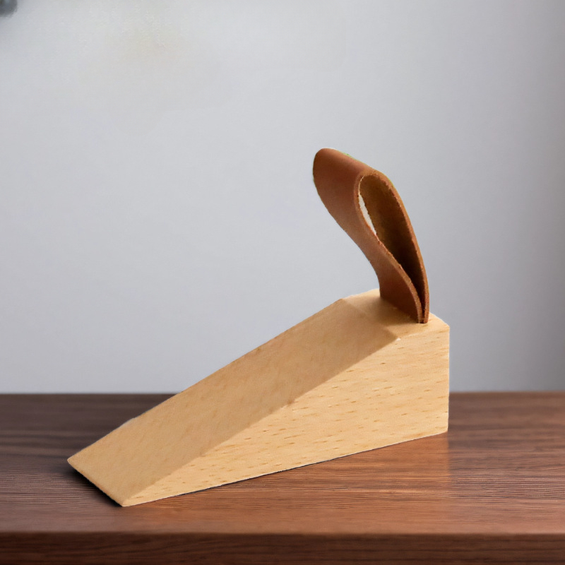 1pc Reinforced Wooden Door Stopper with Anti-Slip Bottom Blade, Under-Door Installation, for Home or Office Use: Silver