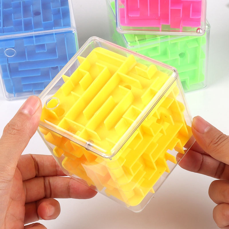8CM Klar 3D Labyrinth Zauberwürfel Labyrinth Entsperren Sechs-seitige Puzzle rollen Ball Spiel Cubos Spur freundlicher Pädagogisches spielzeug für freundlicher