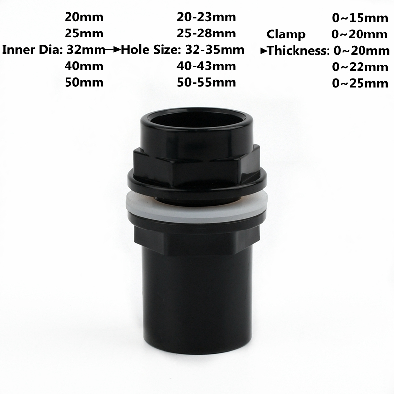 20 25 32 40 50mm Black PVC 90° Elbow Drainage Connector Aquarium Overflow Joints Water Inlet Outlet Supply Pipe Drain Fittings: Gold / 1''