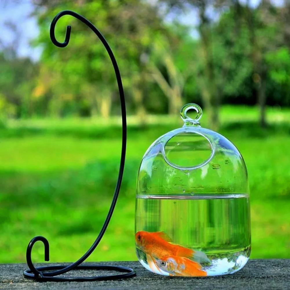Hængende glas akvarie fiskeskål akvarium vase fishbowl gennemsigtigt hængende glas indretning akvarium til stuen