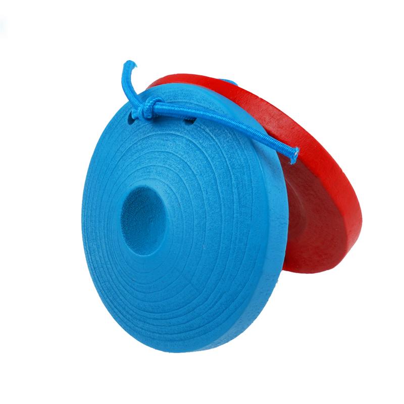 5 Pcs Baby Houten Ronde Castanet Muziekinstrument Speelgoed (Rood + Blauw)