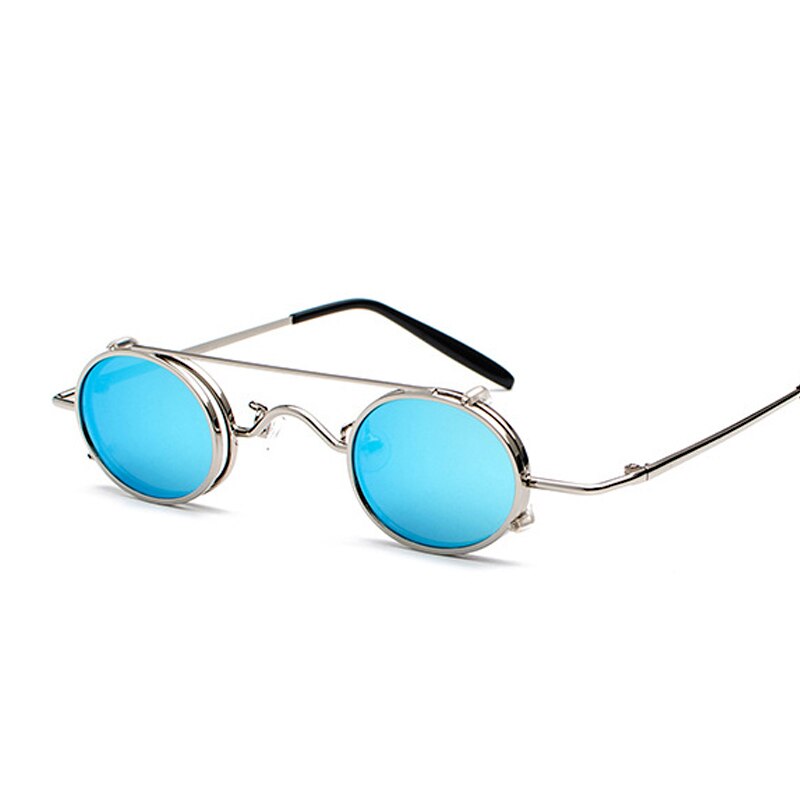 FS YURI YUAN retro rot Linse Steampunk Sonnenbrille Männer Kleine Größe Metall Rahmen Oval Gläser Doppel Objektiv Abnehmbare Punk Sonne gläser
