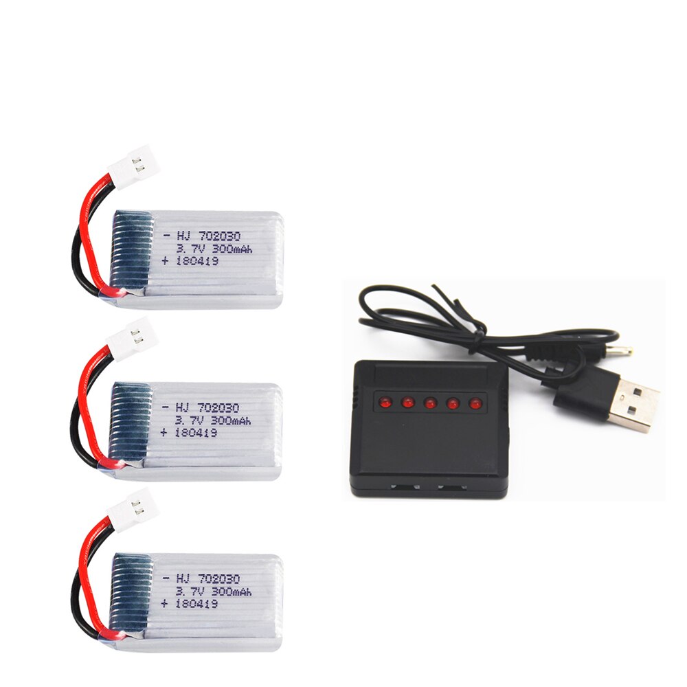 3.7V 300mAH Lipo Battery With Charger For Udi U816 U830 F180 E55 FQ777 FQ17W Hubsan H107 Syma X11C FY530 RC Drone Battery: 3pcs with 5in1