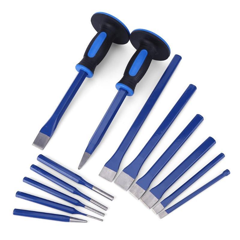 Fghgf 12 Stks/set 3-8Mm Legering Staal Houtsnijwerk Tool Punch Pin Beitel Klinknagel Schroef Mark Gat Houtwerk carve Set