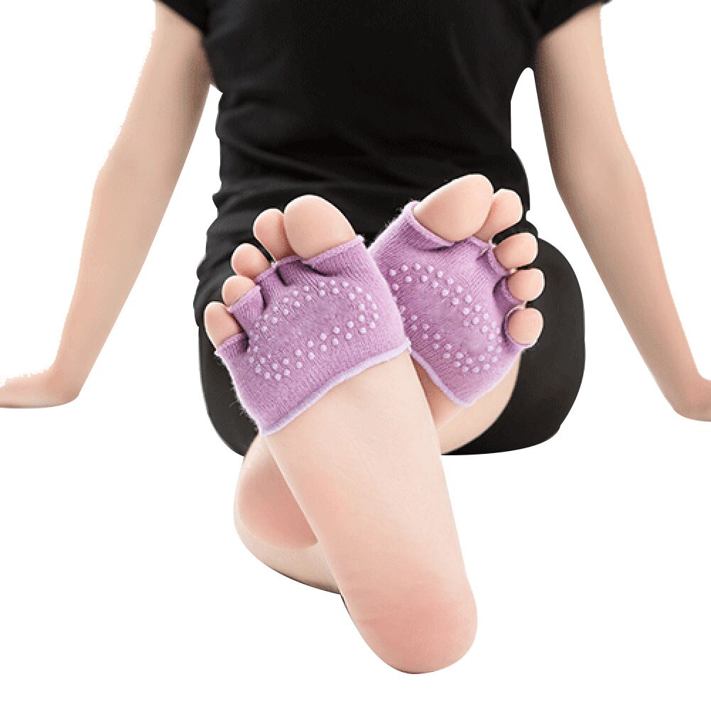 Toe Socks Non-Slip Women Toe Toppers Socks No-Show Half Socks for Ballet Pilates Exercise Dance Studio CMG786: Purple
