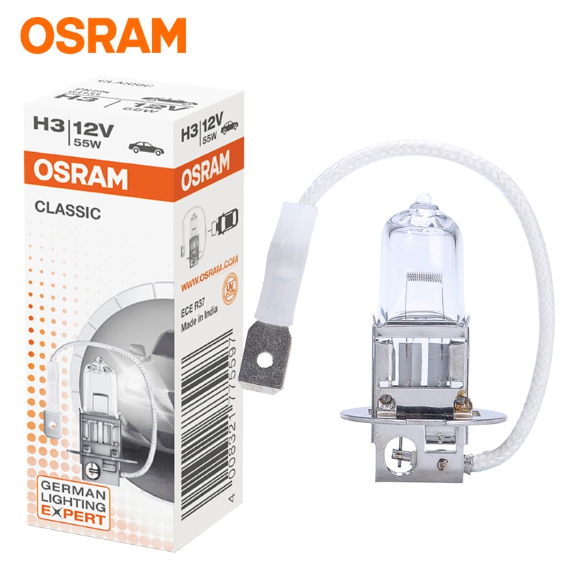 Osram  h1 h3 h4 h7 halogen bilpære forlygte fjernlys nærlys halogenlampe lang levetid 12v 55w biltilbehør
