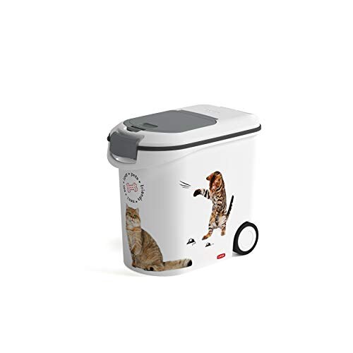 Conteneur alimentaire Curver 12 Kg avec 2 roues pour chat, 35 L, blanc, 28x50x43 cm