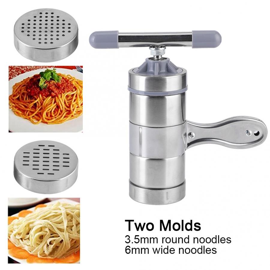 Stainless Steel Household Manual Noodles Maker DIY Noodle Pressing Making Machine with 2 Molds DIY Noodle Maker