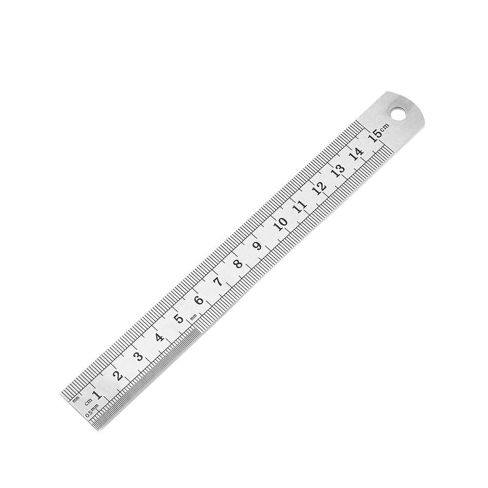 Regla recta de Metal, regla de acero inoxidable, suministros de escritura de papelería, herramientas de mano, herramienta de medición de doble cara de precisión: 150mm