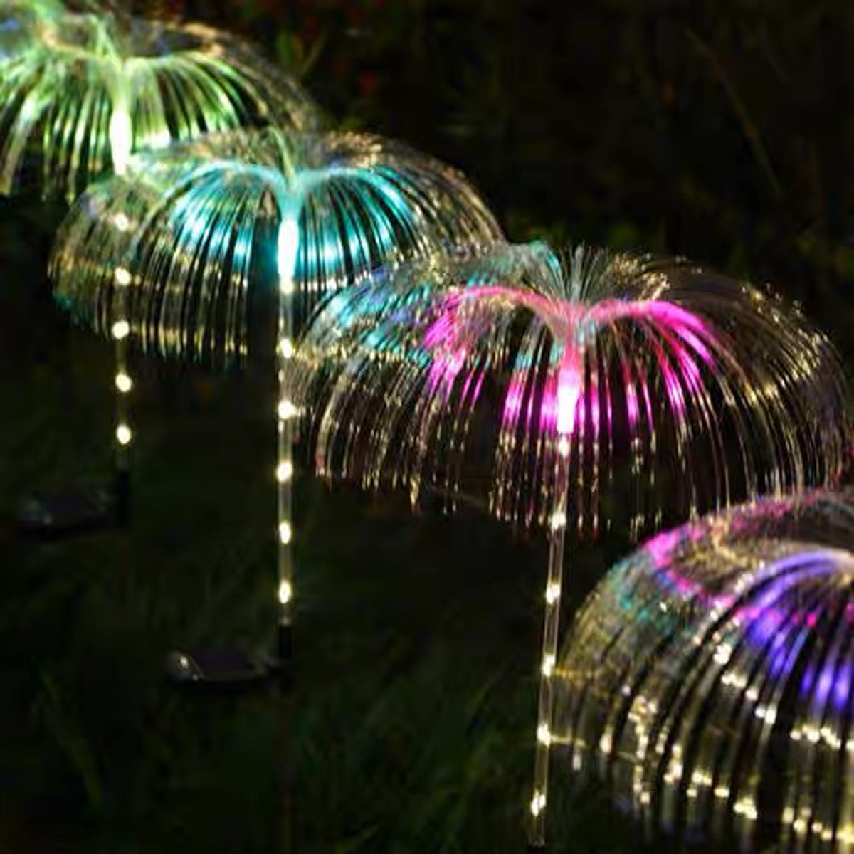 Magical Solar Jellyfish Light Garden Pathway Decoration Lights Fiber Optic Jellyfish Lawn Lighting Outdoor Patio Villa Yard Lamp