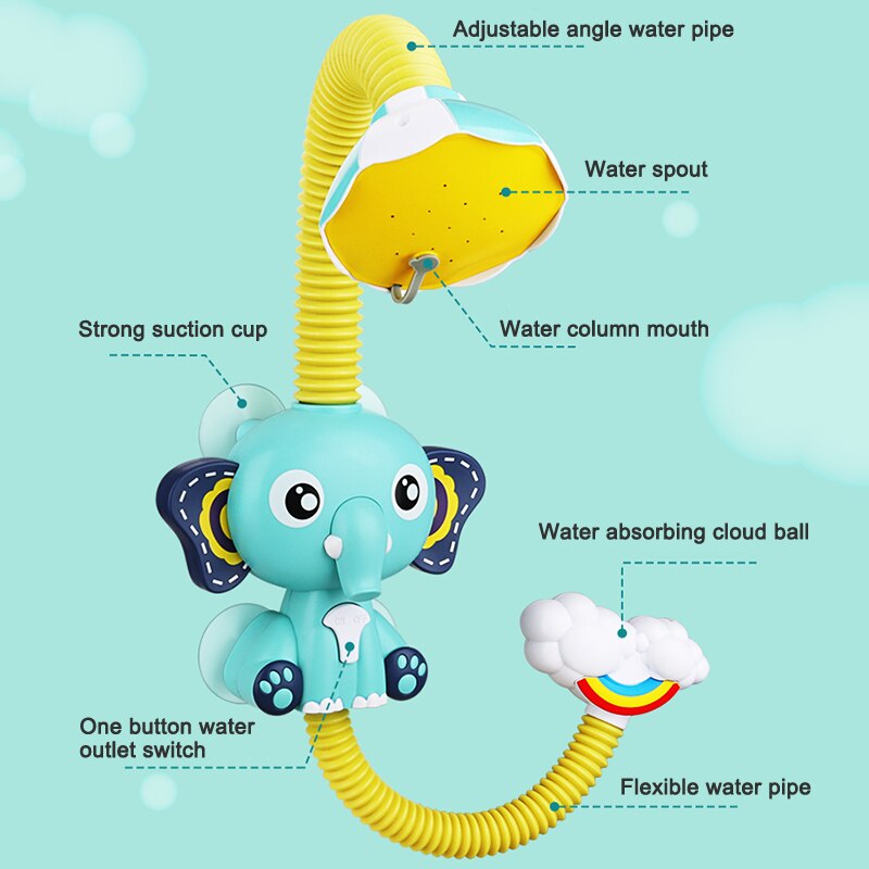 Olifant Baby Bad Douchekop Olifant Water Pompen En Kofferbak Uitloop Rinser Voor Pasgeboren Baby 'S S7