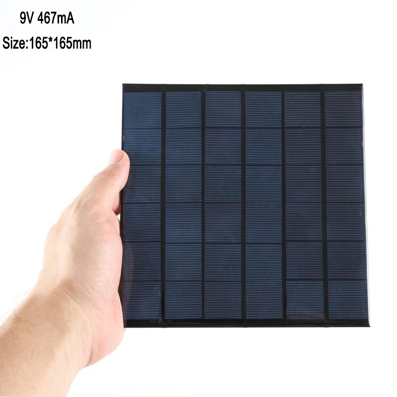 Panneau solaire 6V 9V 18V, Mini système solaire filaire, bricolage pour batterie, chargeur de téléphone portable, cellules solaires 2W 3W 4.5W 6W 10W: 9V 4.5W