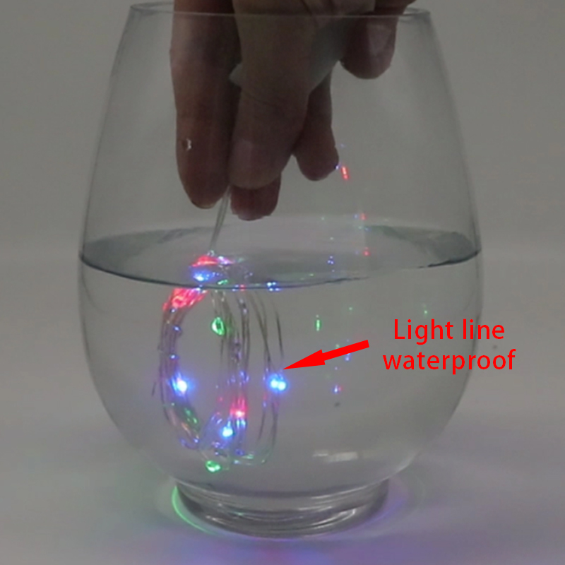 Vanntett lyslenke med  cr2032 batterier, led-mini-julelys av kobbertråd, til bryllup, julegirlanderfest