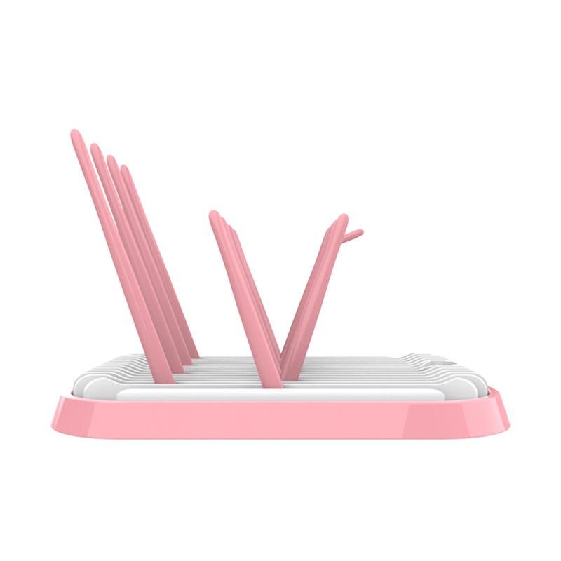 AMTOY vert bleu rose bébé biberon étendoir comptoir séchoir avec égouttoir pour biberons et accessoires directe: 1 set pink