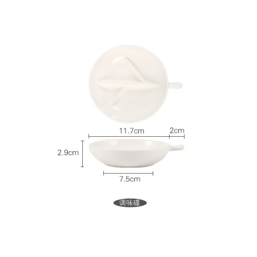 White Grid Leaf Split Plate Ceramic Split Plate Dinner Plate Breakfast Plate Dinner Tea Snack Plate: B--Seasoning dish