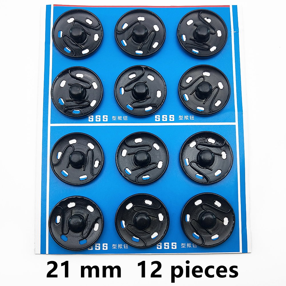 Black Round Snap Buttons Metal Press Button Fasteners Plating Stud Iron DIY Garment Bag Sewing Accessories: FR518