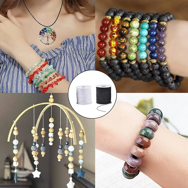 50M/rollo de cordón elástico de 1mm, cuerda elástica resistente para pulsera, cuerda elástica para pulseras, fabricación de joyería, manualidades DIY, abalorios