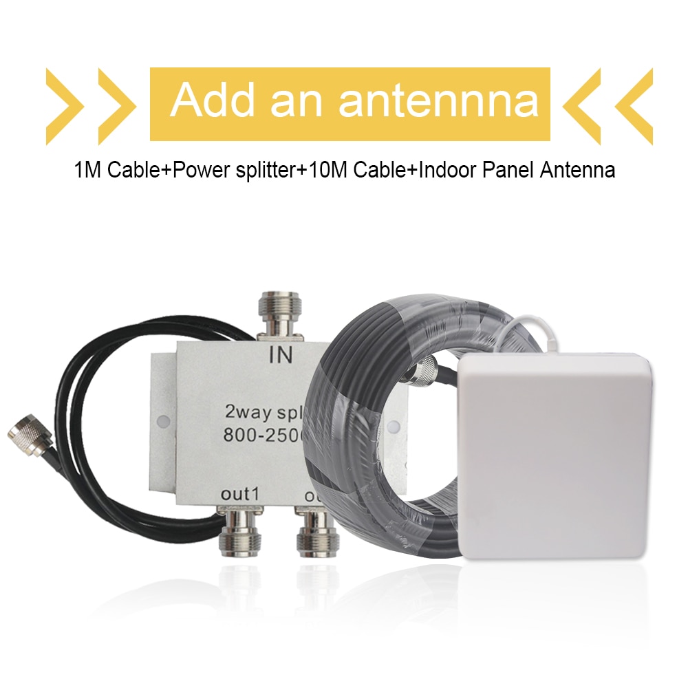 Voeg Een Antenne Voor 900 + 1800 + 2100 Mobiele Signaal Repeater Cdma Lte Power Splitter + 9dBi Panel Antenne + 1 & 10 Meter Coaxkabel