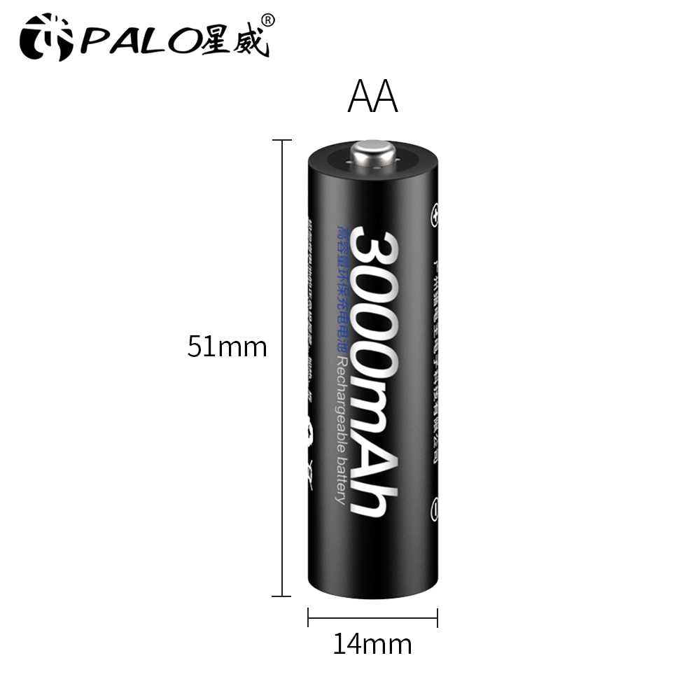 Palo Aa Oplaadbare Batterij Aa 1.2V Nimh Batterijen Oplaadbare Batterij 2A Batteria Led Zaklamp Batterij Oplader