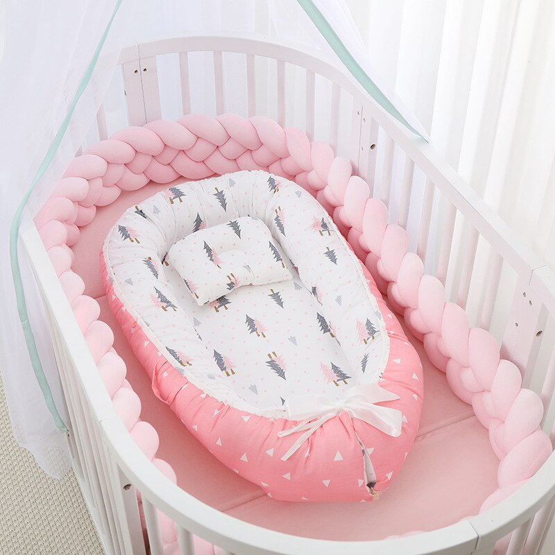 85*55cm baby reden seng aftagelig krybbe seng til baby rejse seng spædbarns seng med pude pude barneseng bærbar baby seng: 1