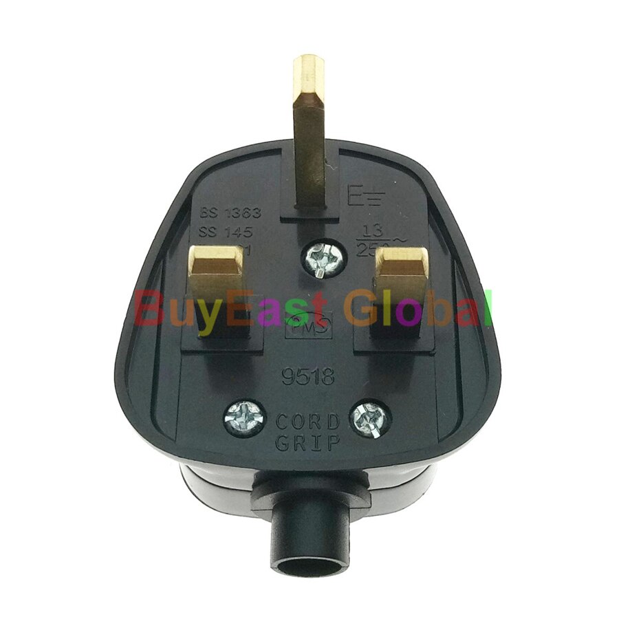 (1 PC) UK, Ireland, Malaysia, Singapore, Rewireable Main Power Plug BS1362 13A Fused Black Color