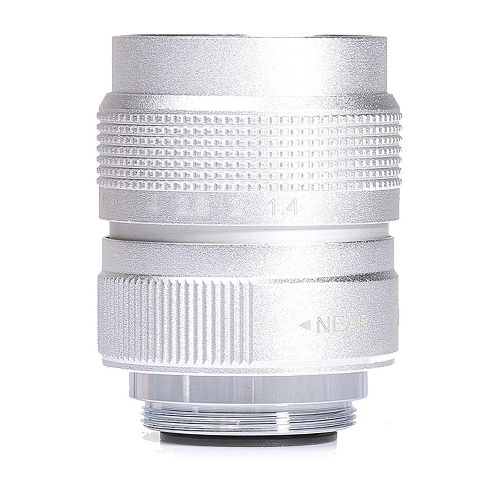 Sølv fujian 25mm f /1.4 aps-c cctv-objektiv+adapterring +2 makroring til canon ef-m eosm spejlløst kamera  m1/m3/m5