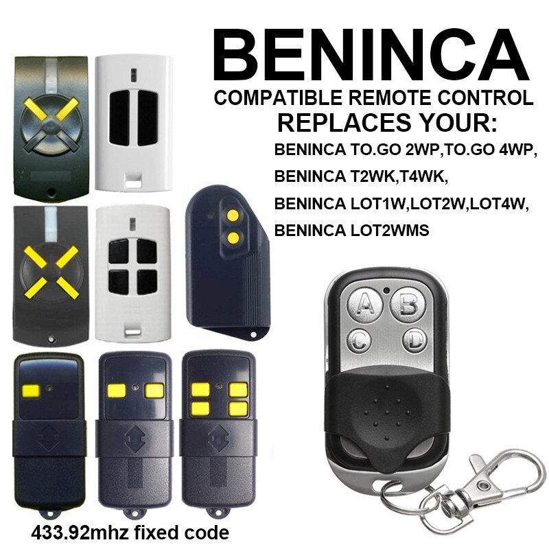 BENINCA A. ANDARE 4WK, A. ANDARE 2WP, A. ANDARE 4WP,T2WK,T4WK,quantità1W,quantità2W,quantità4W,quantità2WMS codice Fisso telecomando